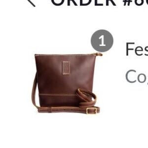 Portland Leather crossbody bag in cognac.